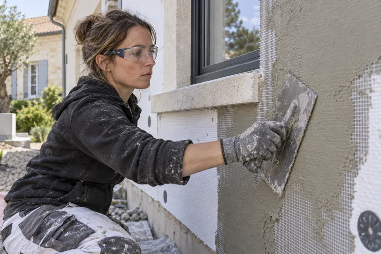 Illustration générée d’un professionnel contrôlant une pose d’isolant.